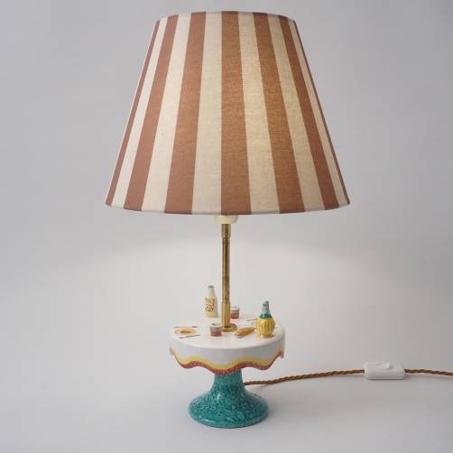 Vintage mid-century Florentine ceramic table lamp by MAF, 1950`s ca, Italian 